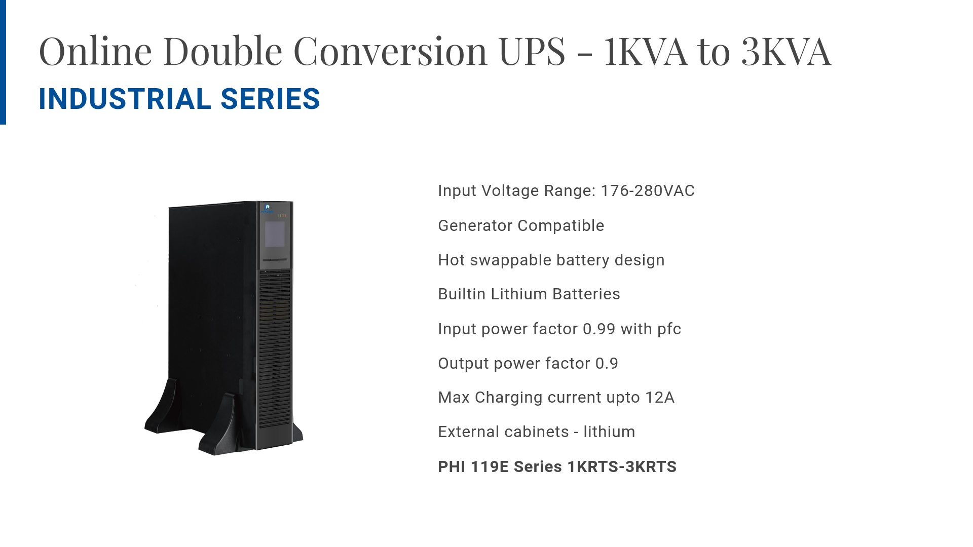 Online Double Conversion UPS - 1KVA to 3KVA Industrial Series